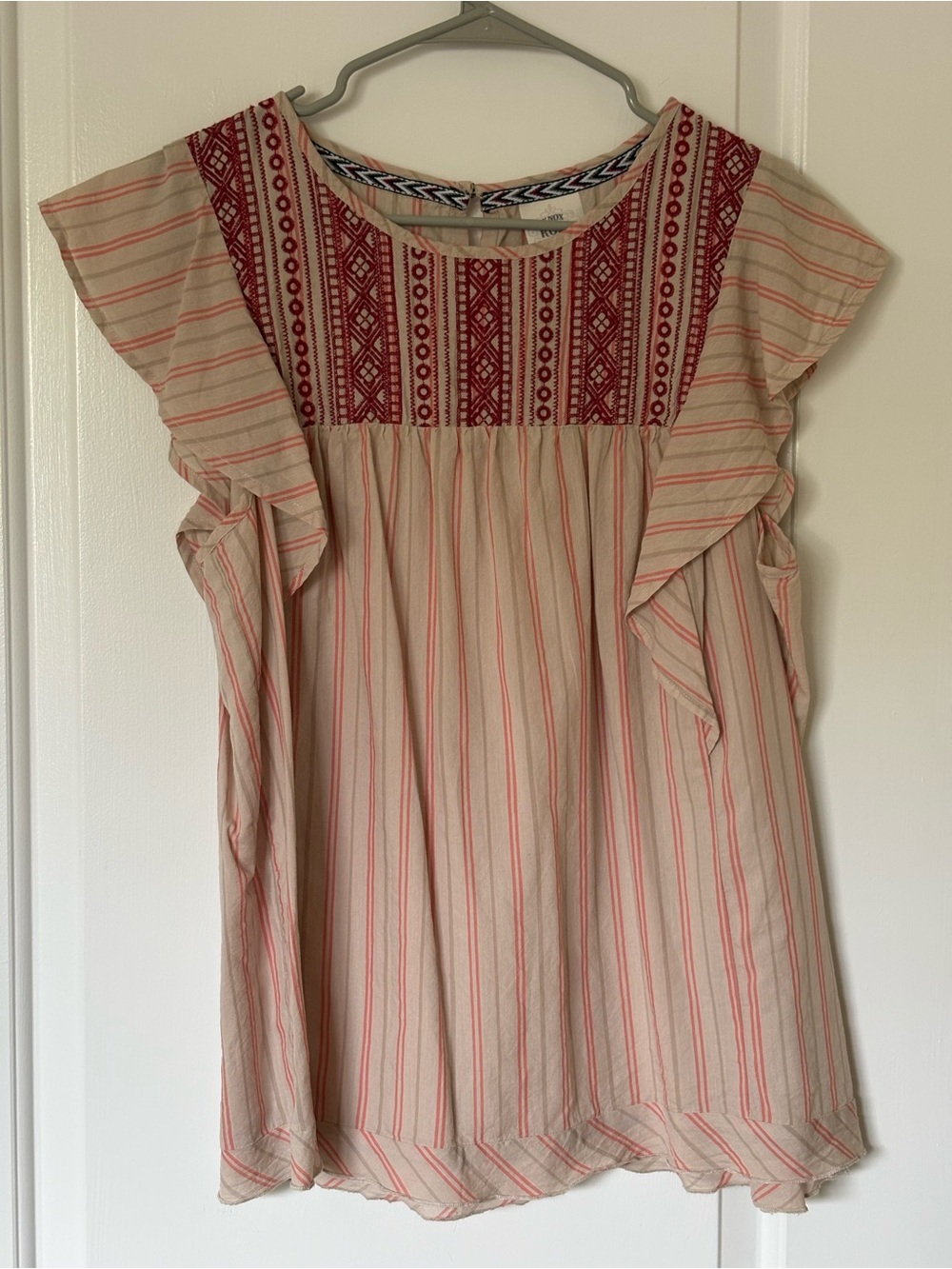 Knox Rose Cream Top with Embroidered Collar